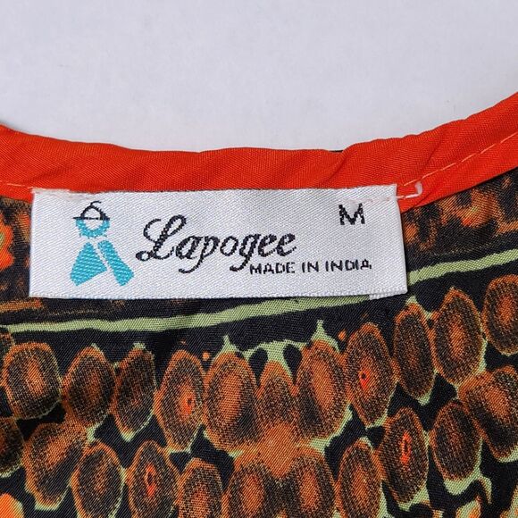 Lapogee Size Medium Boho Inspired Orange Swing  Dress w/Turquoise - Picture 6 of 7